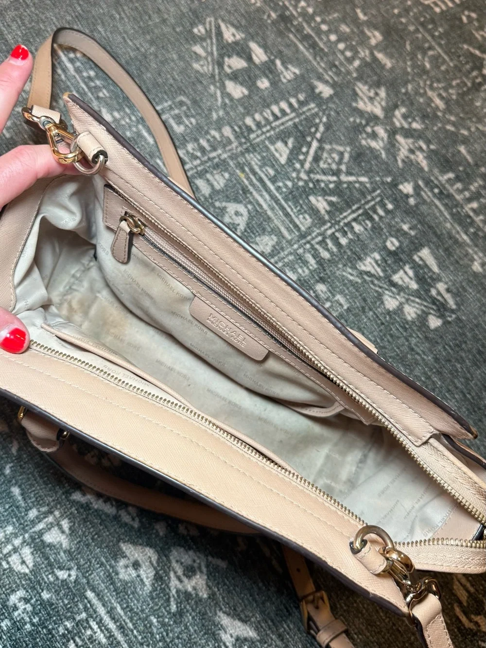 Michael Kors Beige Pebbled Leather Crossbody Satchel